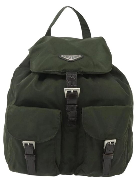 PRADA Backpack Nylon Khaki Silver Auth bs34477 main image 13